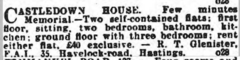 To Let advertisement for Castledown House 1933